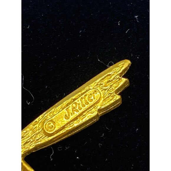 Vintage J Riller Gold-Tone Roadrunner Brooch With Turquoise Eye Accent J0261 - Picture 7 of 10